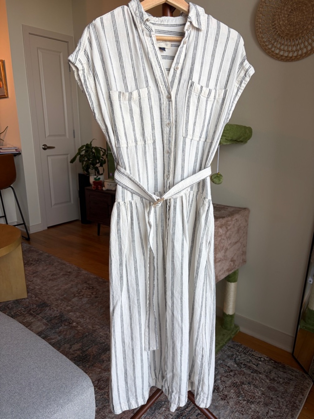 STRIPED MAXI LINEN DRESS